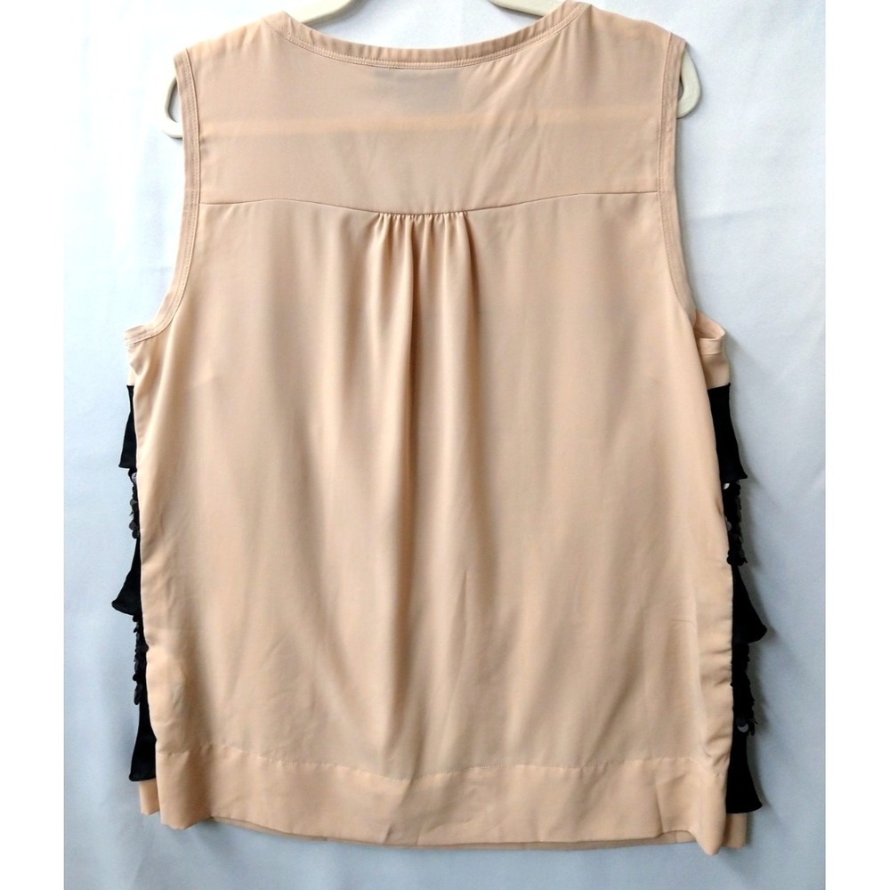 NWOT Vera Wang Nude Black Matt Sequin Ruffled Sleeveless Tank Top sz XL - Picture 4 of 4